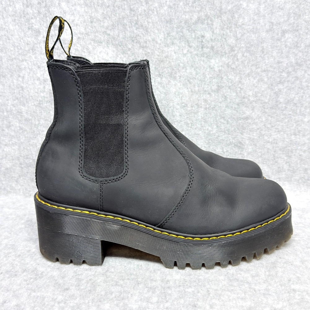 Dr Martens Rometty Womens Size 9 Platform Chelsea Boots Black Burnished Wyoming - Picture 1 of 9